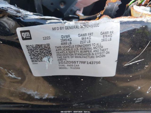 1G1ZD5ST7RF143756 Chevrolet Malibu Fwd 1lt