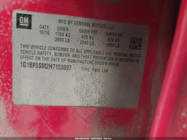 1G1BF5SM2H7153897 Chevrolet Cruze Premier Auto