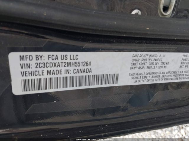 2C3CDXAT2MH551264 Dodge Charger Police Rwd