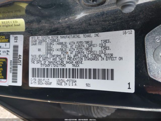 2013 TOYOTA TUNDRA 5TFDW5F17DX277545 Photo 8