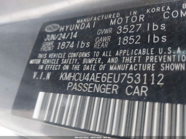 KMHCU4AE6EU753112 Hyundai ACCENT GLS