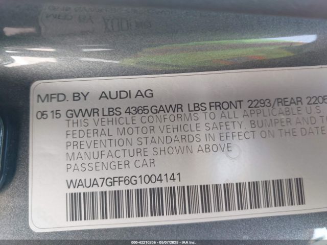 WAUA7GFF6G1004141 Audi A3 1.8t Premium