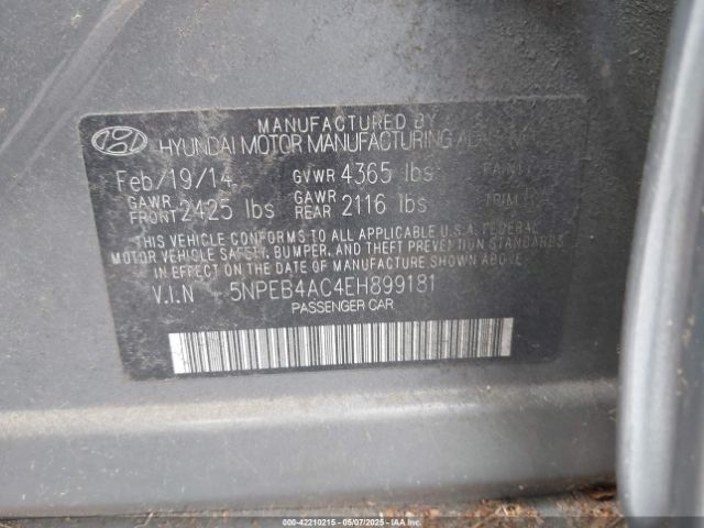 5NPEB4AC4EH899181 Hyundai SONATA GLS