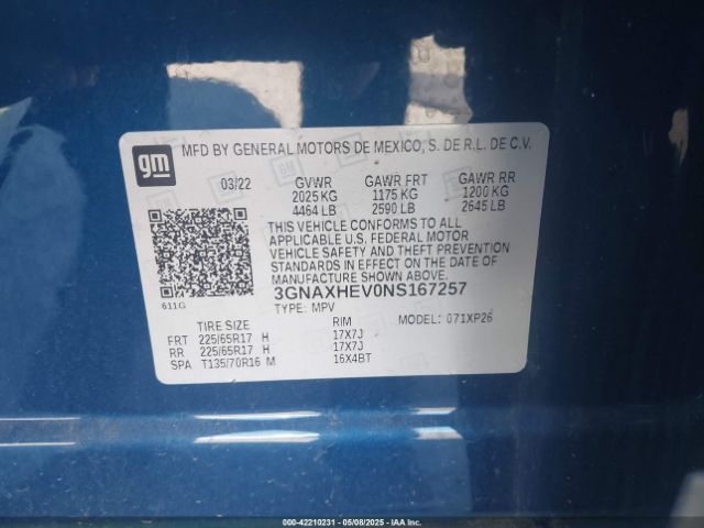 2022 CHEVROLET EQUINOX 3GNAXHEV0NS167257 Photo 8