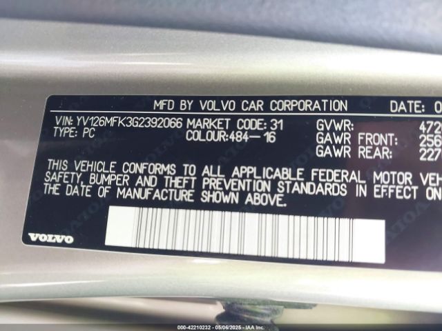 2016 VOLVO S60 YV126MFK3G2392066 Photo 8