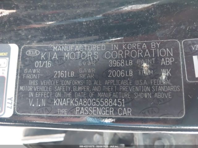 KNAFK5A80G5588451 KIA FORTE LX