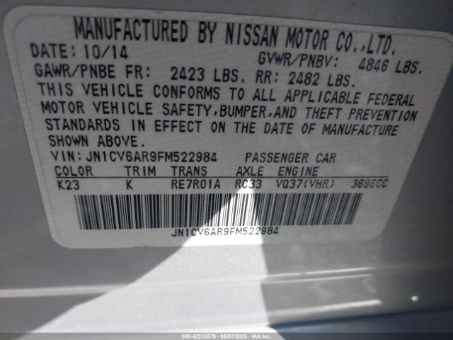 JN1CV6AR9FM522984 Infiniti Q40