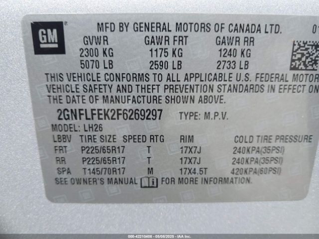 2GNFLFEK2F6269297 Chevrolet EQUINOX 1LT