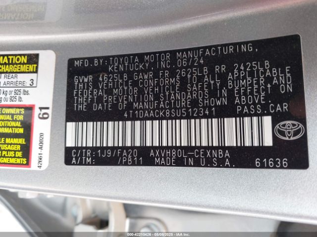 4T1DAACK8SU512341 Toyota CAMRY LE