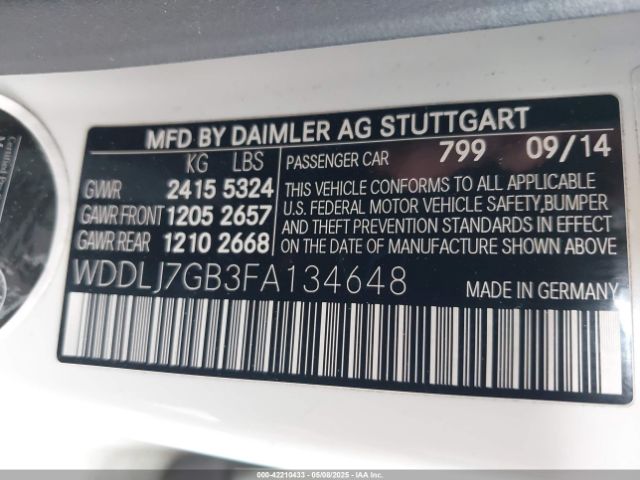 WDDLJ7GB3FA134648 Mercedes-Benz Cls 63 Amg S 4matic