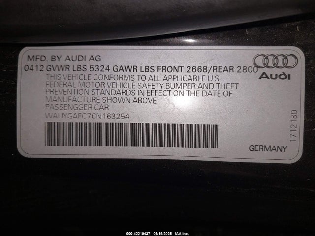 2012 AUDI A7 WAUYGAFC7CN163254 Photo 8