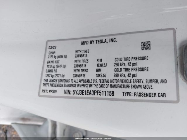 2023 TESLA MODEL 3 5YJ3E1EA0PF511158 Photo 8