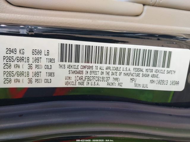 2015 JEEP GRAND CHEROKEE 1C4RJFBG7FC619137 Photo 8