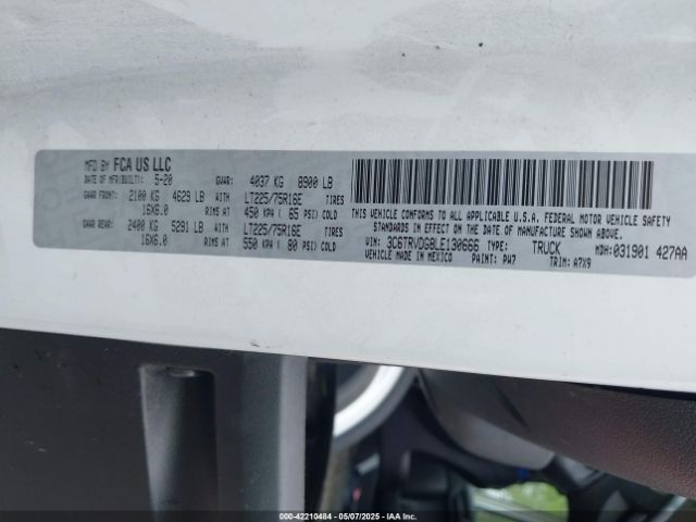 3C6TRVDG8LE130666 RAM Promaster 2500 High Roof 159 Wb