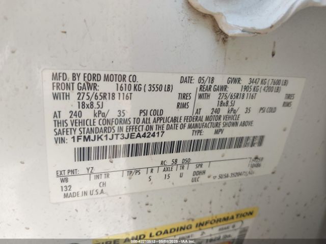 1FMJK1JT3JEA42417 Ford 3.5l gtdi