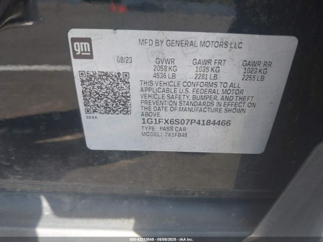 1G1FX6S07P4184466 Chevrolet Bolt Ev Fwd 2lt