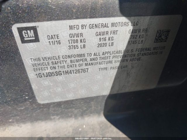 1G1JD5SG1H4126767 Chevrolet Sonic Lt Auto