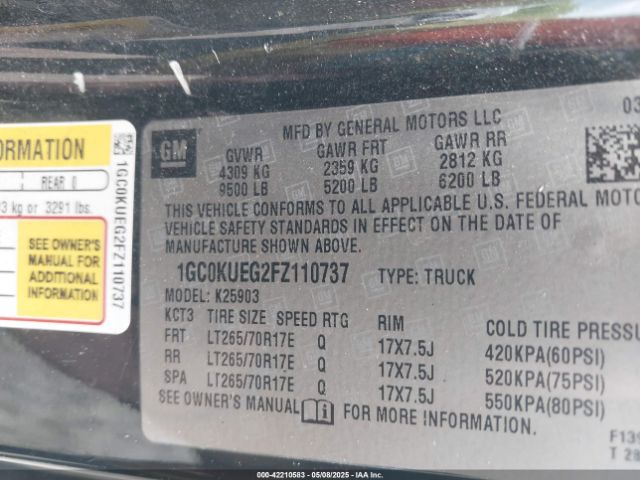 1GC0KUEG2FZ110737 Chevrolet Silverado 2500hd Wt