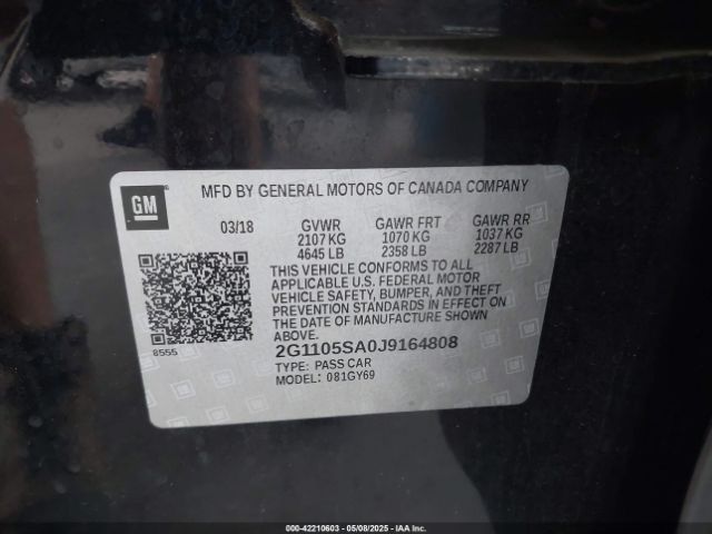 2G1105SA0J9164808 Chevrolet IMPALA 1LT