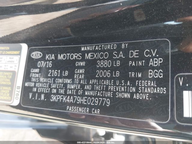 3KPFK4A79HE029779 KIA FORTE LX