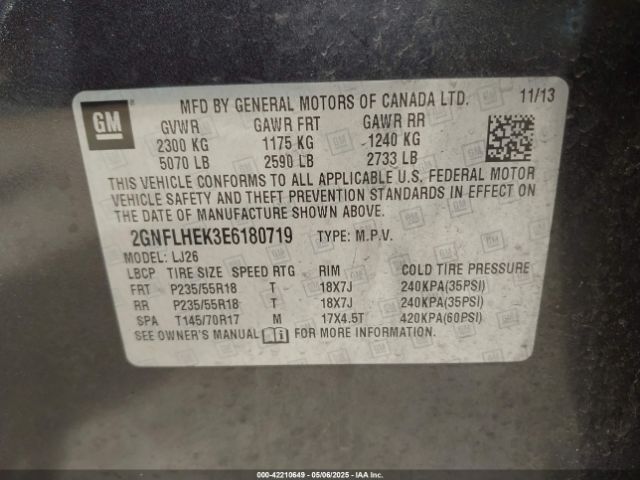 2GNFLHEK3E6180719 Chevrolet Equinox Ltz