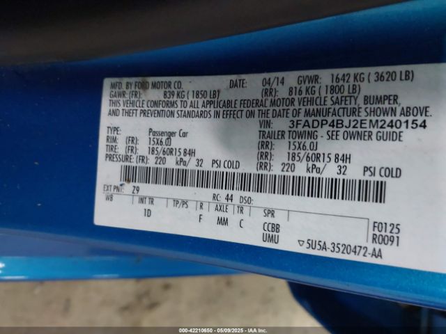 3FADP4BJ2EM240154 Ford FIESTA SE