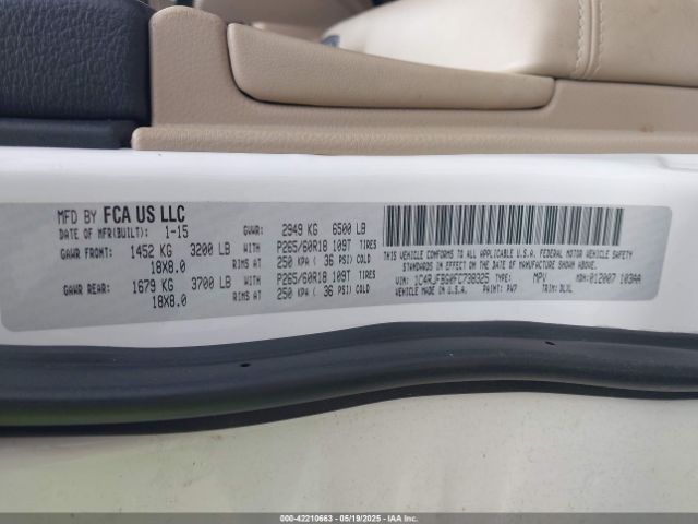 1C4RJFBG0FC738325 Jeep Grand Cherokee Limited