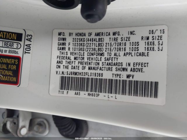 5J6RM3H32FL019369 Honda CR-V LX