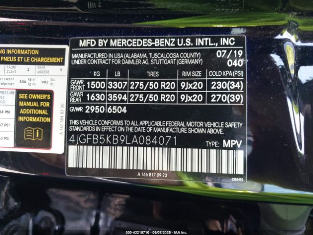 4JGFB5KB9LA084071 Mercedes-Benz Gle 450 4matic