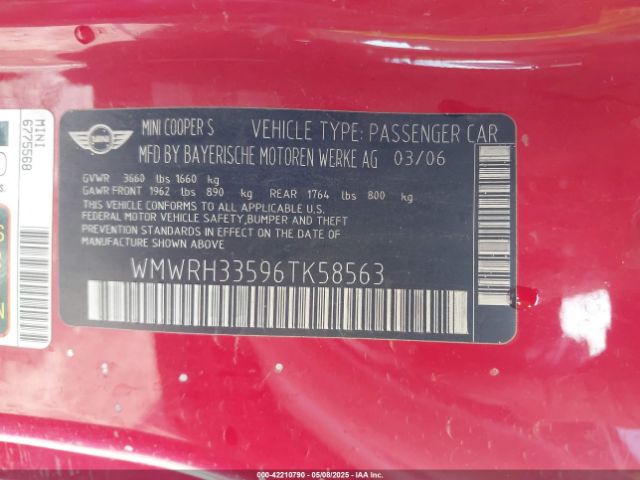 2006 MINI COOPER S WMWRH33596TK58563 Photo 8