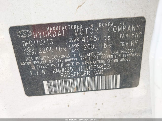 KMHD35LH1EU169852 Hyundai dohc gdi nu