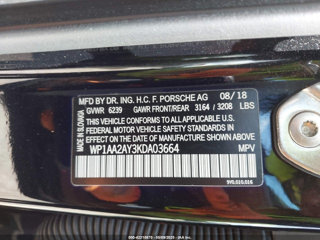 WP1AA2AY3KDA03664 Porsche Cayenne