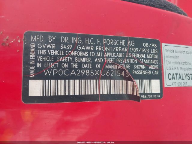 1999 PORSCHE BOXSTER WP0CA2985XU621543 Photo 8