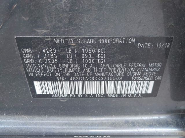 4S3GTAC6XK3715509 Subaru Impreza 2.0i Premium