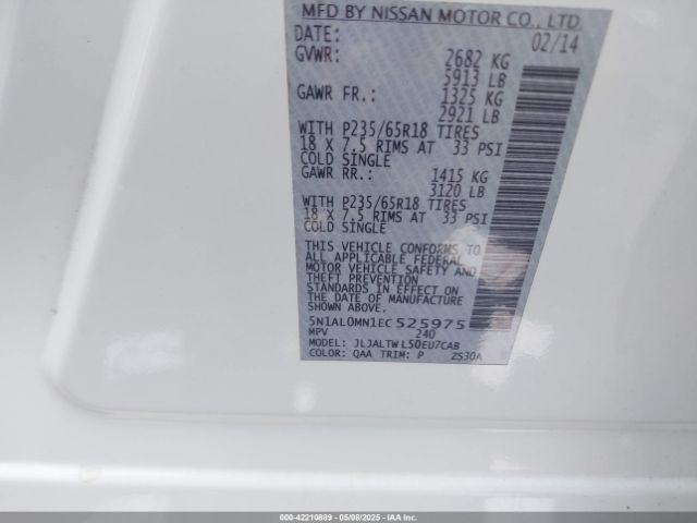 5N1AL0MN1EC525975 Infiniti QX60
