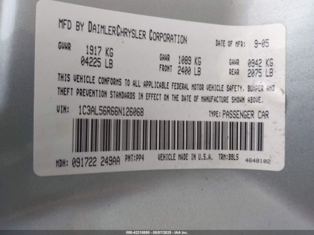2006 CHRYSLER SEBRING 1C3AL56R66N126068 Photo 8