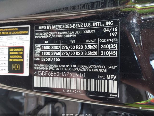 4JGDF6EE0HA760910 Mercedes-Benz Gls 450 4matic
