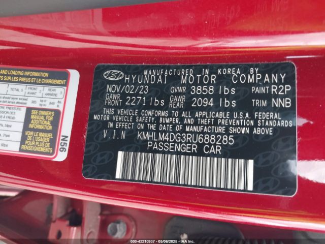 KMHLM4DG3RU688285 Hyundai ELANTRA SEL