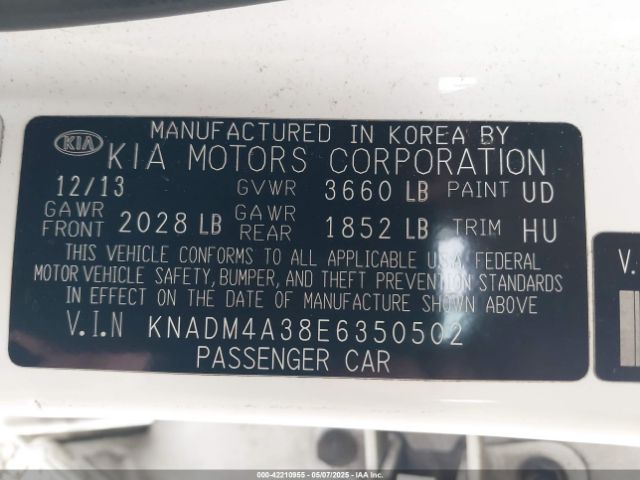 KNADM4A38E6350502 KIA RIO LX