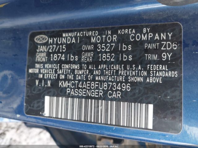 KMHCT4AE8FU873496 Hyundai ACCENT GLS