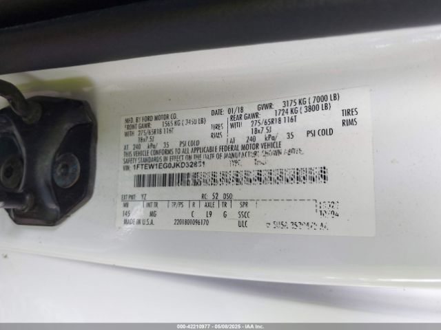 1FTEW1EG0JKD32851 Ford F-150 Xlt