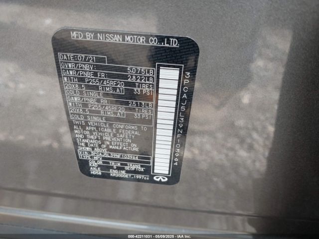 2022 INFINITI QX55 3PCAJ5L39NF103964 Photo 8