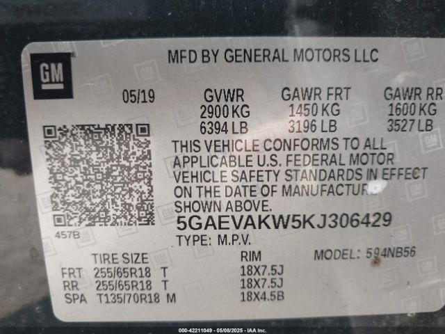 5GAEVAKW5KJ306429 Buick Enclave Awd Essence