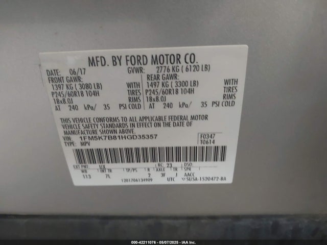 Ford Explorer 2017 1FM5K7B81HGD35357 Image 9