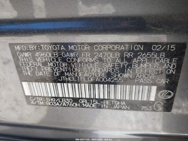 JTHCE1BL0FA004255 Lexus GS 350