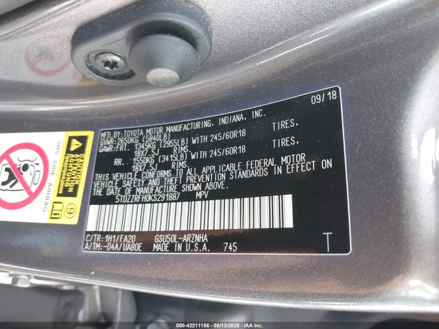 5TDZZRFH0KS291887 Toyota Highlander Le Plus