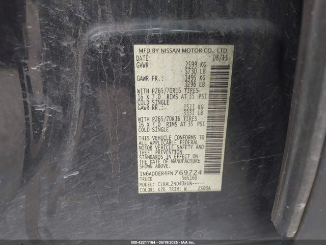 1N6AD0ER4FN769724 Nissan 2015