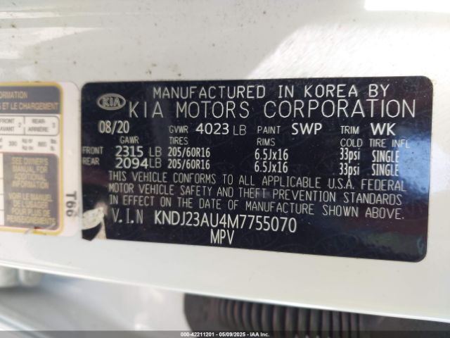 KNDJ23AU4M7755070 KIA SOUL LX