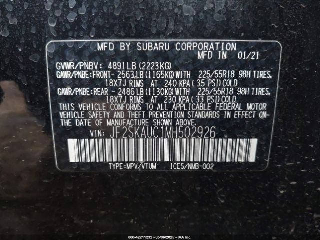 2021 SUBARU FORESTER JF2SKAUC1MH502926 Photo 8