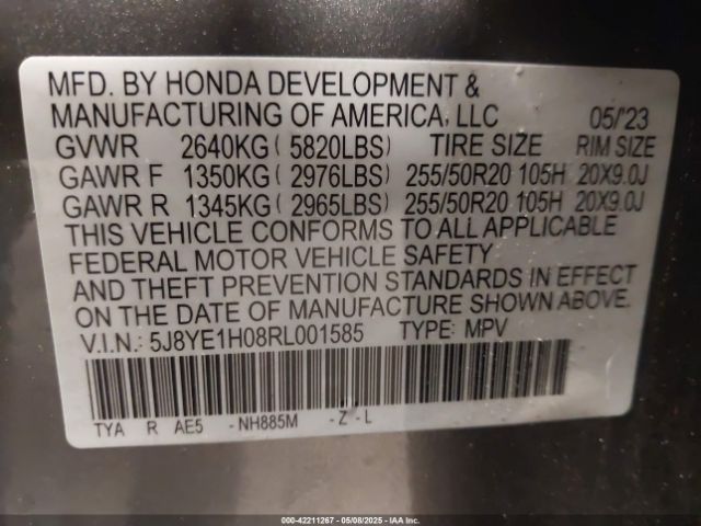 5J8YE1H08RL001585 Acura MDX A-SPEC
